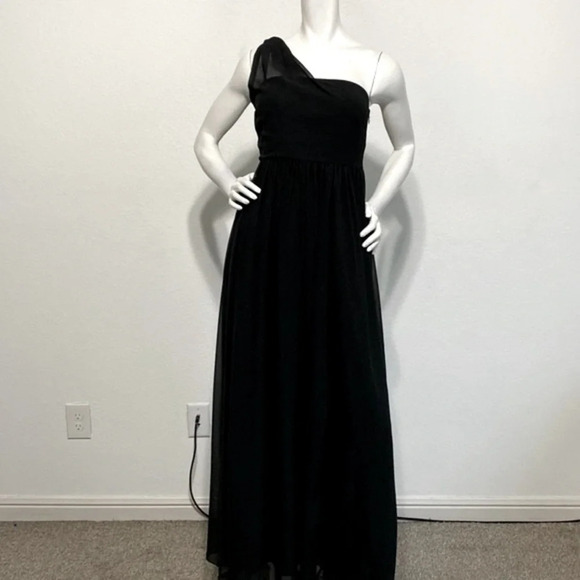 L.K. Benett Black Tulle One Shoulder Whimsy Goth Maxi Length Gothic Dress Size 6 - Picture 1 of 10